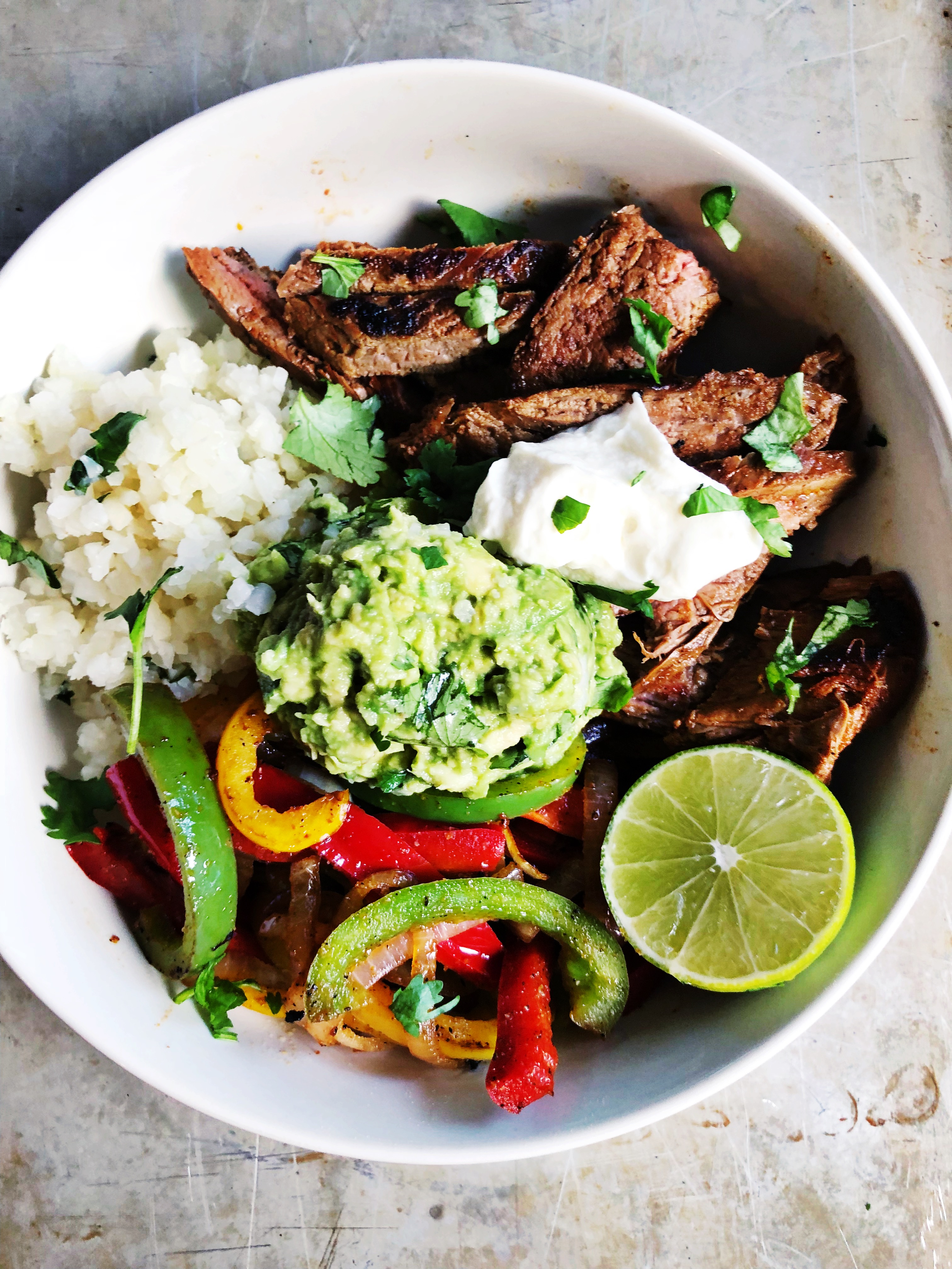 Cauliflower Rice Steak Fajita Bowls Plum Street Collective