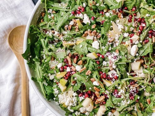 pomegranate & pear green salad with ginger dressing and Orange Vinaigrette Salad recipe