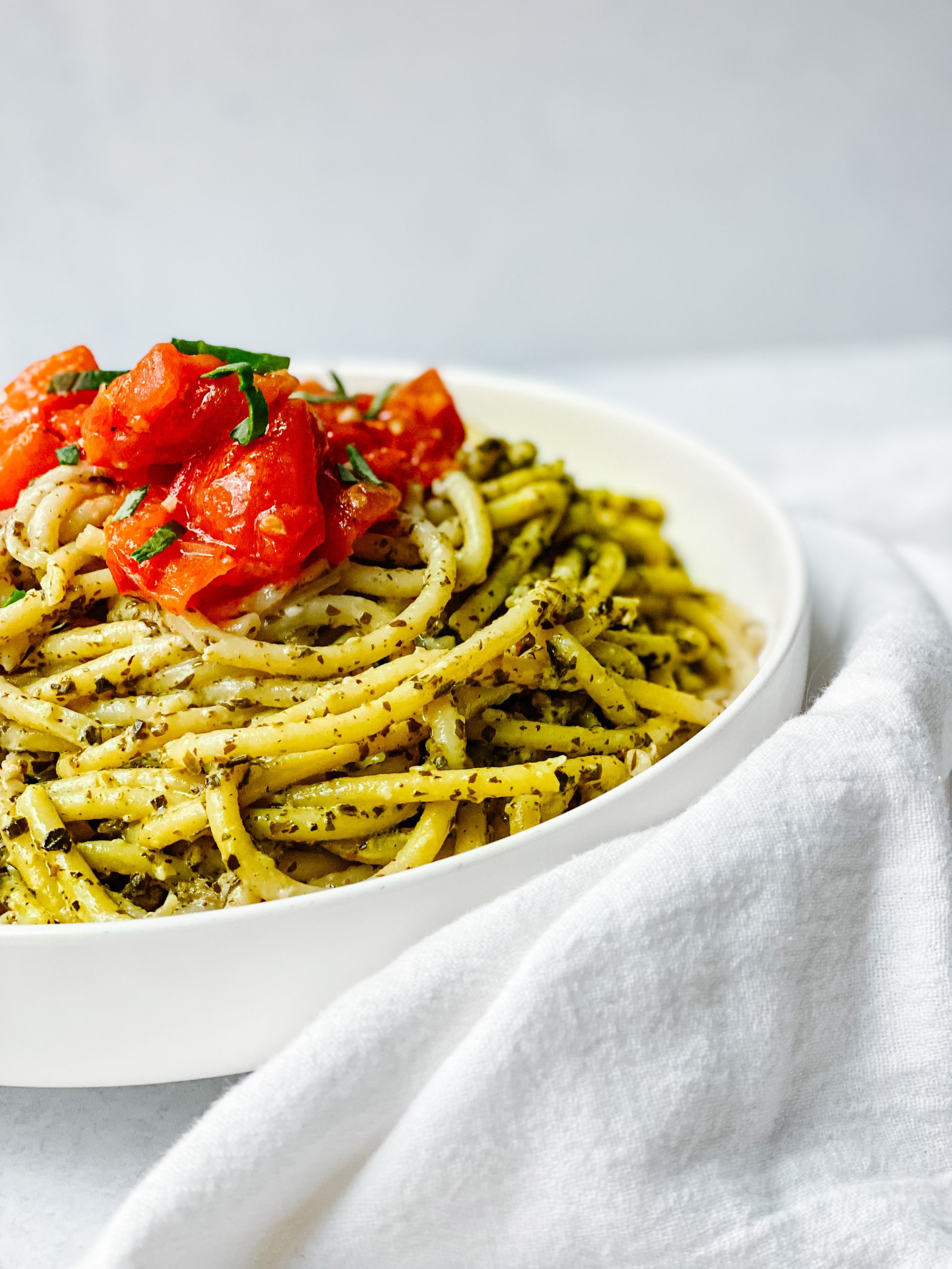 Creamy Pesto Pasta with Garlic Butter Tomatoes - Plum Street Collective