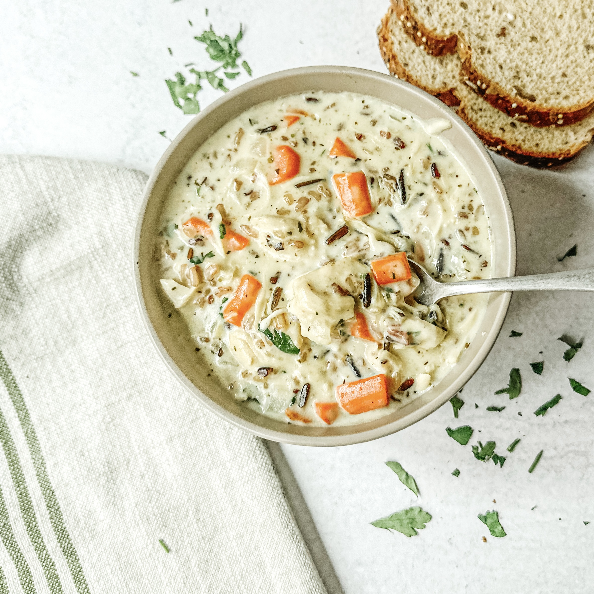 Creamy Chicken & Wild Rice Soup - Plum Street Collective